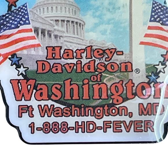 Harley Davidson of Washington Motorcycle White House Jacket Pin EUC Silver - Picture 2 of 5